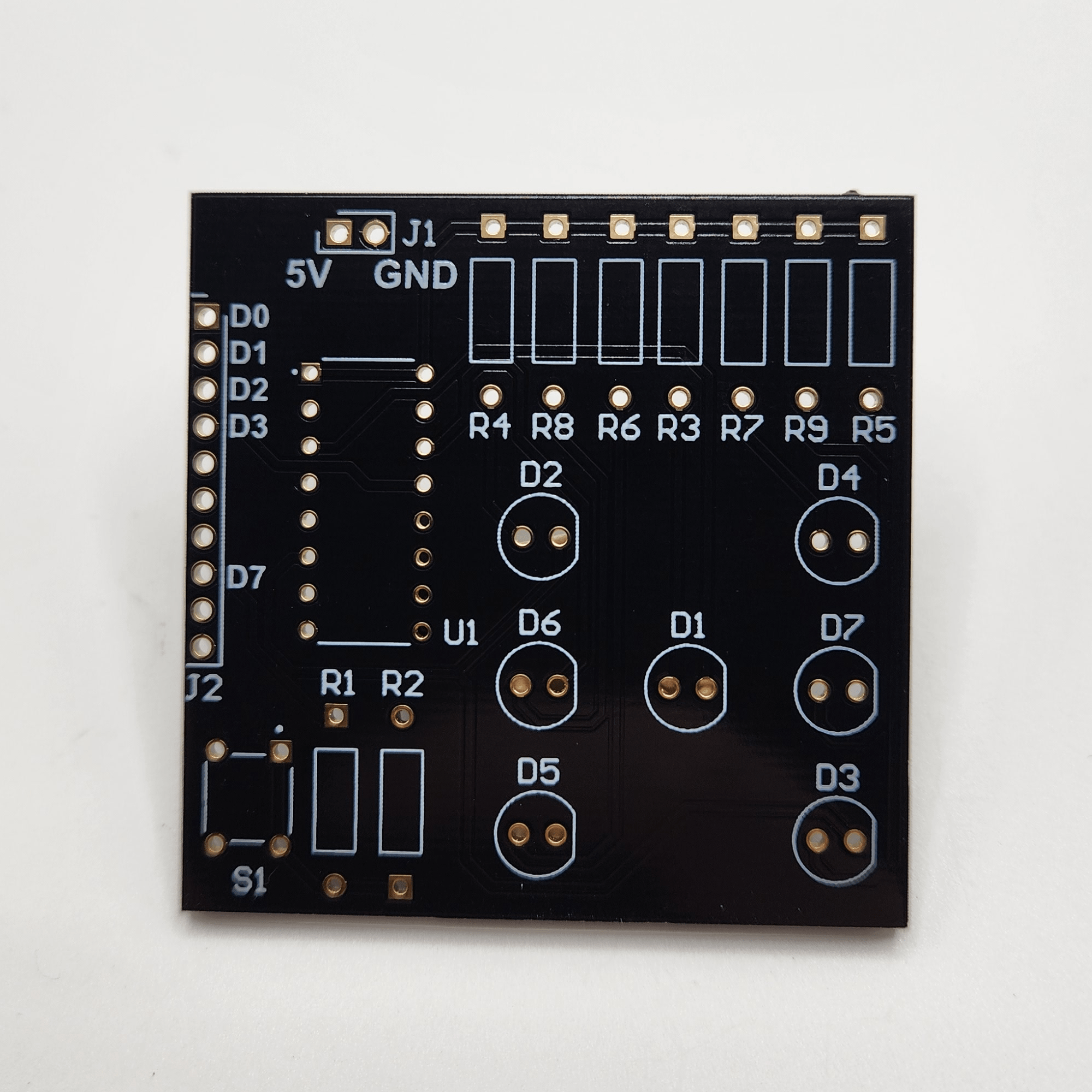 Front of unpopulated Simple 1d6 Demo Board PCB