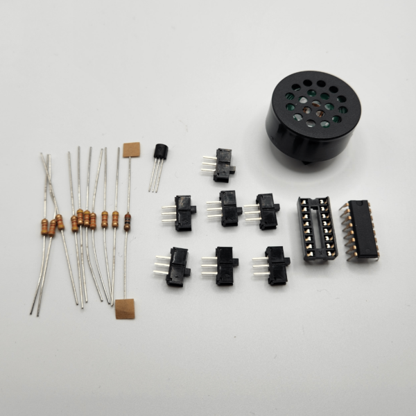 Components of the Simple Speaker and Switch Demo Board v3 Parts Kit