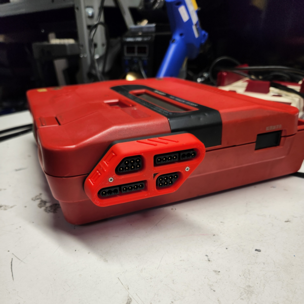 TwinDiamond installed into a red TwinFamicom